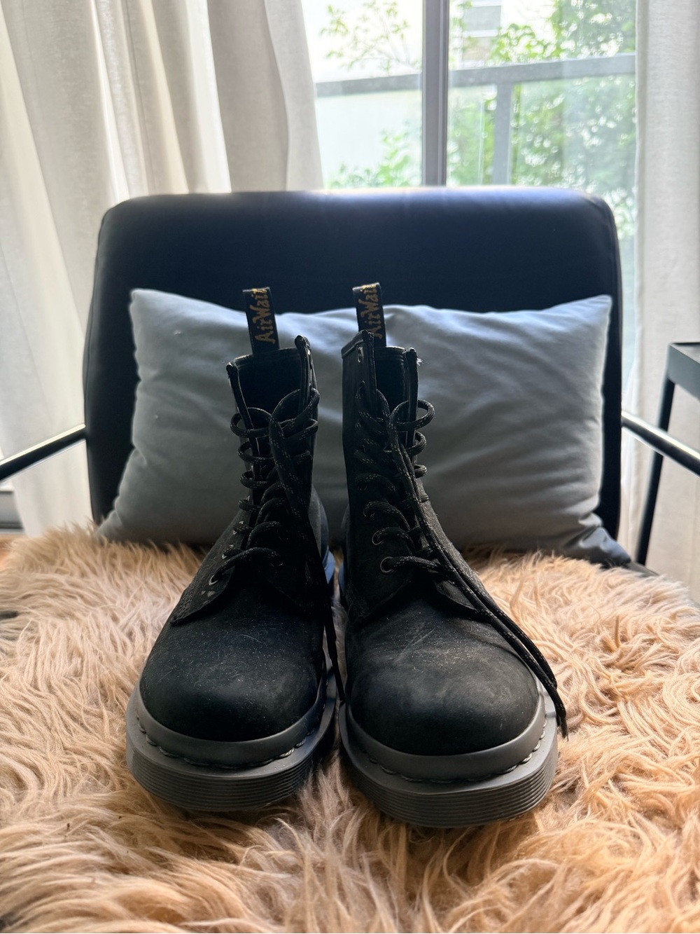 Dr. Martens Black Suede Leather Combat Boots